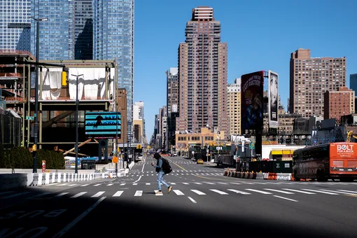 Пустая улица на Манхэттене, 15 марта 2020