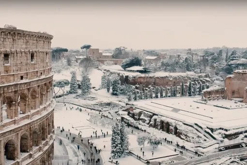 Видео дня: снегопад в Риме