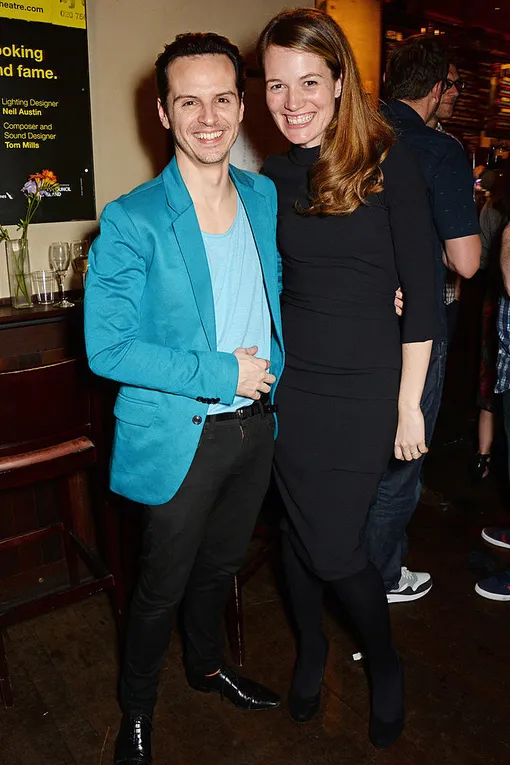 Actor Andrew Scott (L) and director Carrie Cracknell attend an after party following the press night performance of «Birdland» at the Royal Court Theatre on April 9, 2014 in London, England. (Photo by )