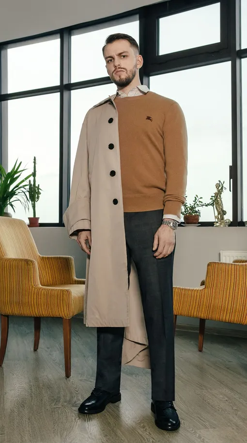 Тренч, рубашка, пуловер, брюки, броги BURBERRY Тренч, рубашка, пуловер, брюки, броги BURBERRY