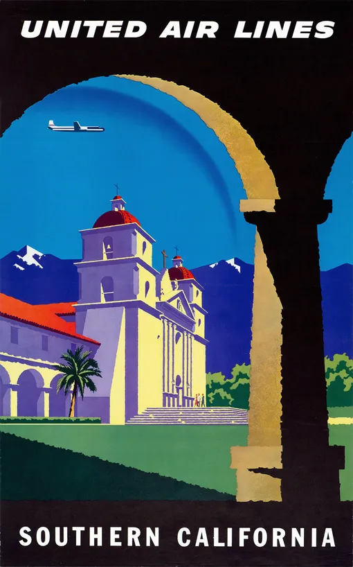 Рекламный постер United Air Lines. Southern California By Joseph Binder, 1957