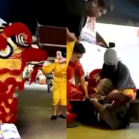 В Таиланде полицейские танцевали на ярмарке в костюме льва ради поимки вора