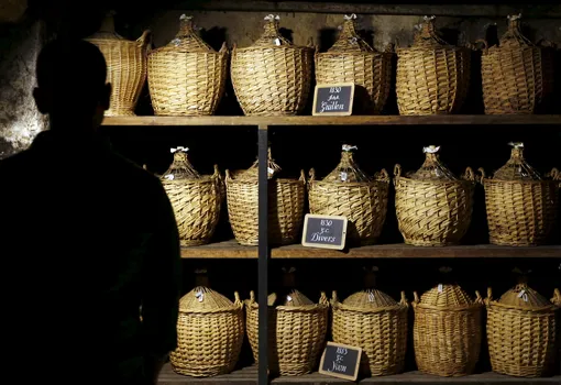 Oak barrels are stored in a cellar used for storing rare and old cognac at the Hennessy factory in Cognac, southwestern France, November 5, 2015.