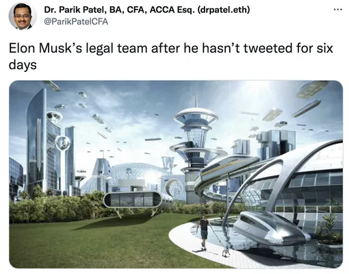 Команда юристов Илона Маска, после того, как он не твиттил шесть дней.