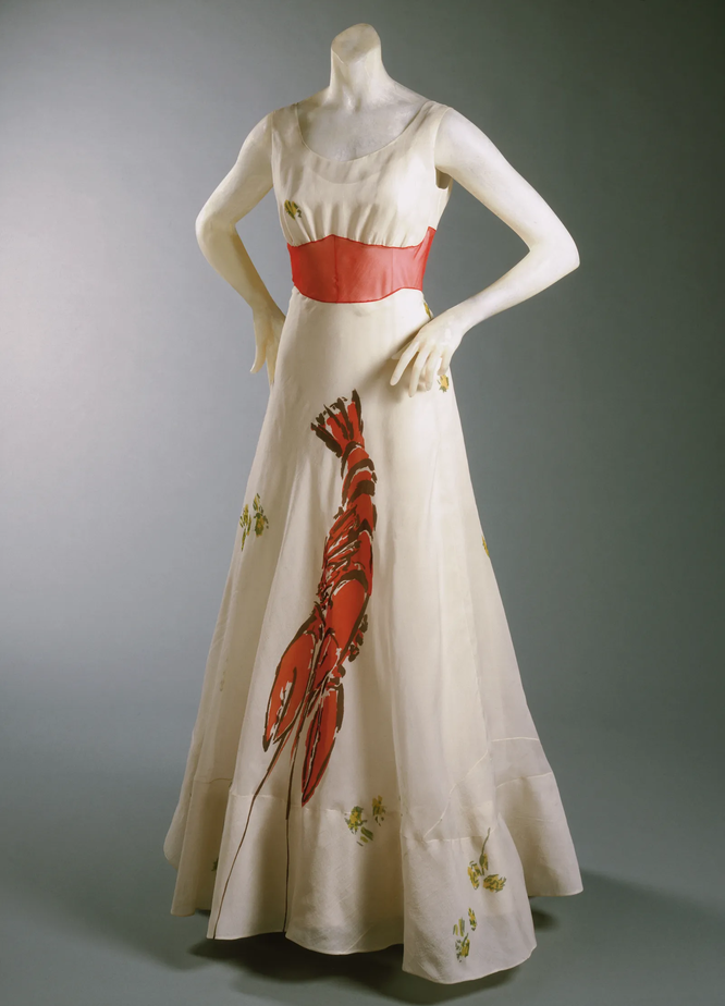 Эльза Скиапарелли х Сальвадор Дали, «Платье с омаром», 1937