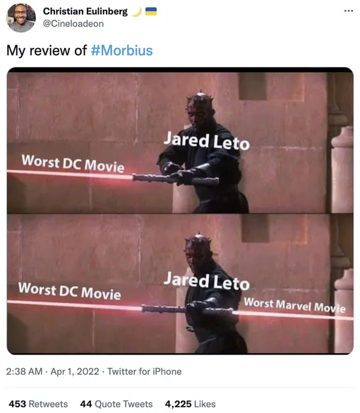«Мое мнение о "Морбиусе":Джаред Лето снялся в худших фильмах и DC, и Marvel»