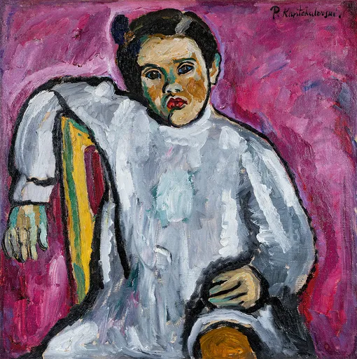 Петр Кончаловский, «Наташа на стуле (портрет дочери художника)», 1910 Петр Кончаловский, «Наташа на стуле (портрет дочери художника)», 1910