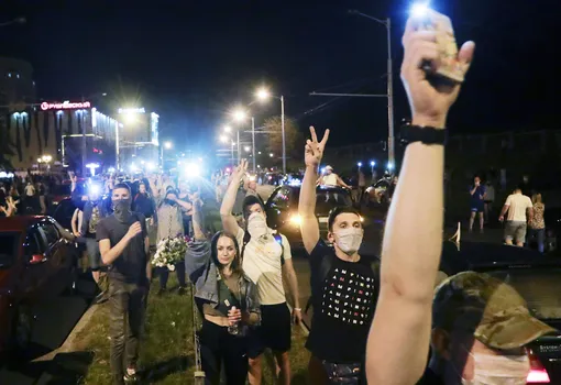 Протестующие в Минске, 10 августа.