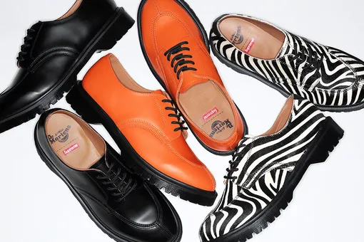Supreme и Dr. Martens выпустили новую совместную коллекцию — там есть ботинки с принтом под зебру