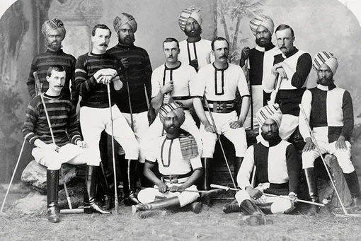 Индийские принцы и офицеры британской армии в составе хайдарабадской команды по поло, около 1800 года