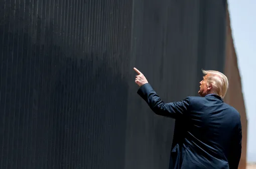 US President Donald Trump participates in a ceremony commemorating the 200th mile of border wall at the international border with Mexico in San Luis, Arizona, June 23, 2020. (Photo by SAUL LOEB / AFP) (Photo by SAUL LOEB/AFP via Getty Images)