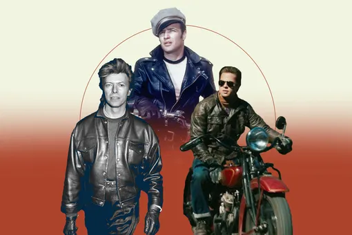 Мудборд: как носить кожаные куртки — берем пример с Дэвида Боуи, Марлона Брандо и Брэда Питта