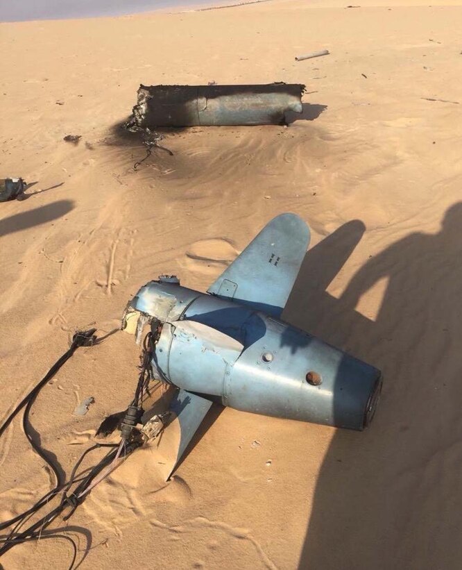 Обломки крылатой ракеты Quds-1, найденные на месте происшествия.
