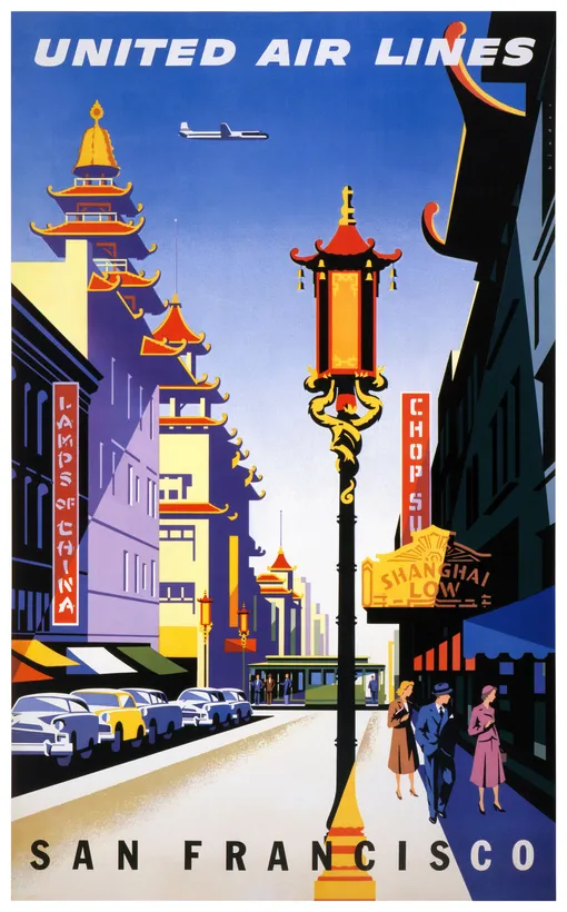Рекламный постер United Air Lines. San Francisco By Joseph Binder, 1957 Рекламный постер United Air Lines. San Francisco By Joseph Binder, 1957