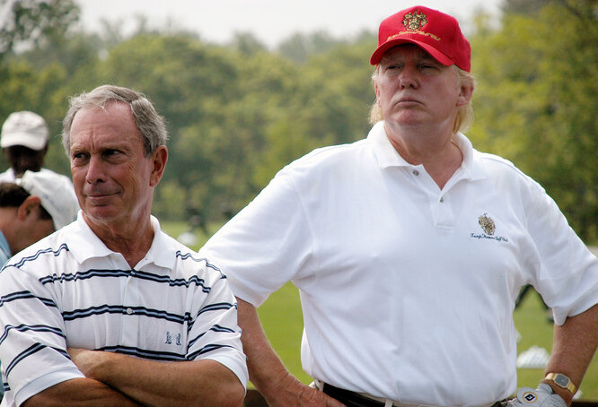 Майкл Блумберг и Дональд Трамп на гольф-турнире,