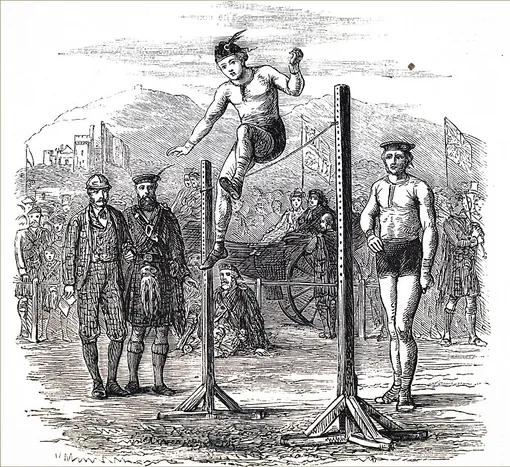 Соревнование легкоатлетов, гравюра, 1879 г.