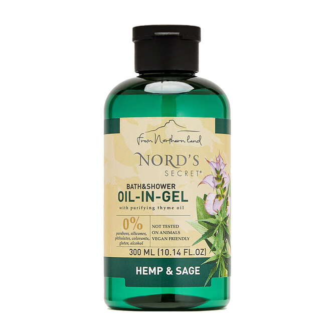 Расслабляющее гель-масло для душа с коноплей и шалфеем, Nord's