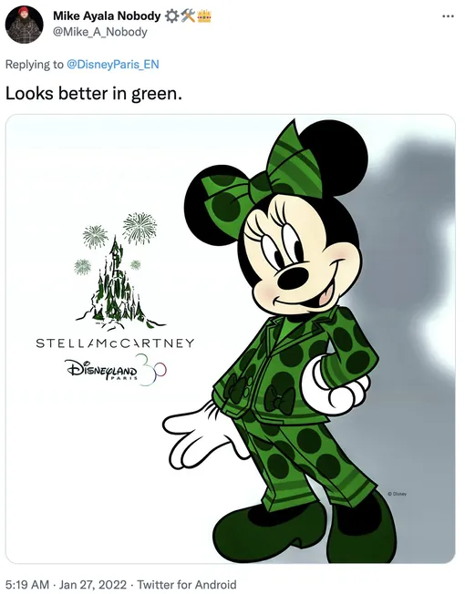 «В зеленом (костюме) она выглядит лучше»
