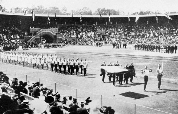 Церемония Открытия Олимпийских игр в Стокгольме, 1912 год.