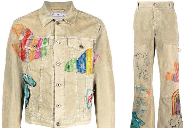 Сын покойного Вирджила Абло стал дизайнером — семилетний Грей украсил джинсовый костюм трогательными рисунками