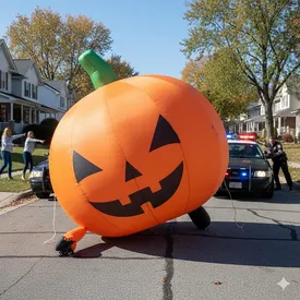 В Огайо полицейские устроили погоню за огромной надувной тыквой В Огайо полицейские устроили погоню за огромной надувной тыквой