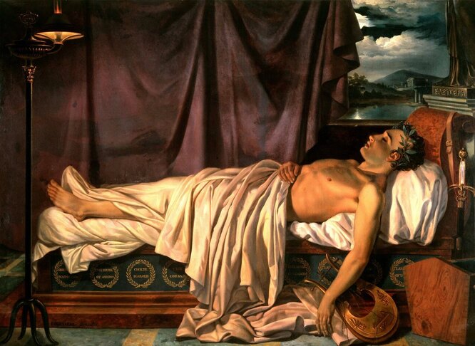«Байрон на смертном одре», Жозеф-Дени Одеваре, 1826 года