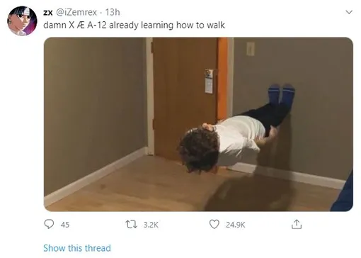 «X Æ A-12 учится ходить»