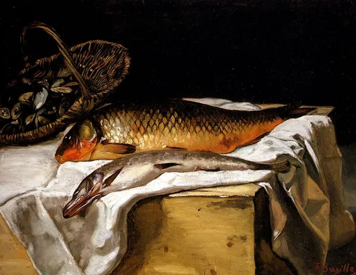 Фредерик Базиль, Натюрморт с рыбой, 1866. Частная коллекция