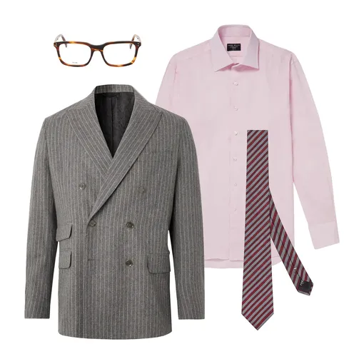 Пиджак Acne Studios, €595; рубашка Emma Willis, €268; галстук Fendi, 16 500 руб.; очки Celine, €183