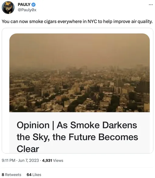«Теперь в Нью-Йорке можно курить где угодно, и это улучшит качество воздуха»