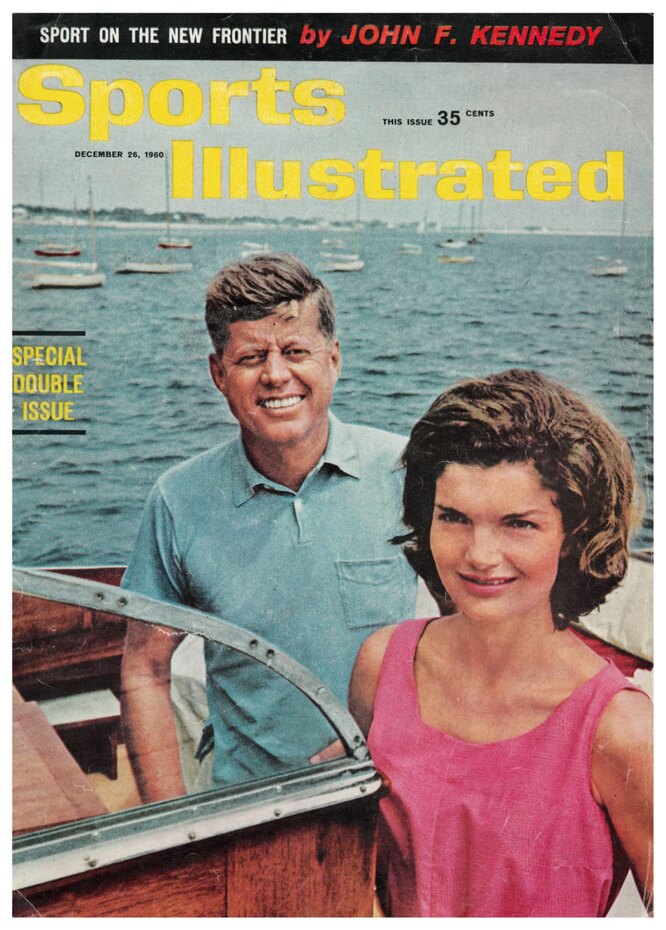 Джон Кеннеди с супругой Жаклин на обложке журнала Sports Illustrated в 1960 году