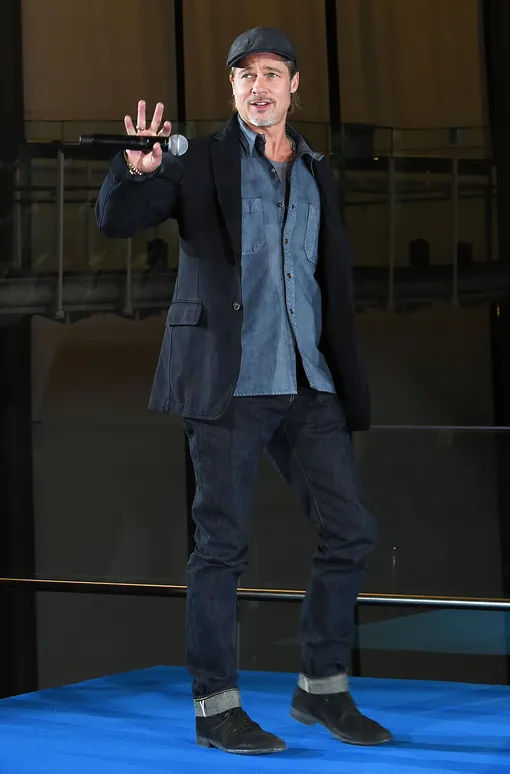 Брэд Питт на пресс-конференции фильма «К звездам» в Токио, сентябрь 2019