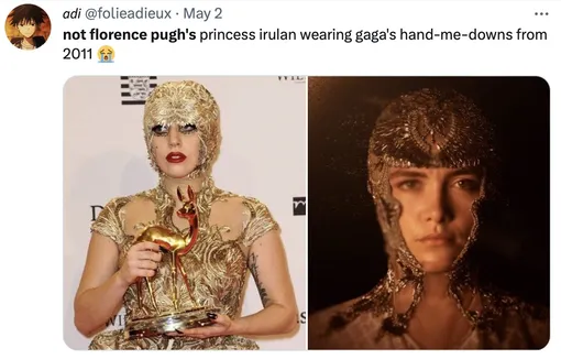 «Только не принцесса Ирулан в исполнении Флоренс Пью, одетой в поношенные вещи Леди Гаги из 2011 года»