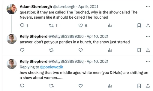 Комментарий: «Если сериал — копия "Связи", то почему он называется "Невероятные", а не "Связь"?» Ответ: «Не собирай все трусы в кучу, сериал только начался. Как же шокирует, что двое белых мужчин среднего возраста (ты и Майк Хейл, The New York Times) пишут бред про шоу о женщинах.......»