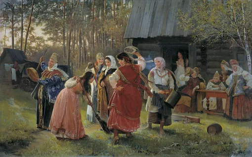 Алексей Корзухин, «Девичник» (фрагмент), 1889, Государственный Русский музей