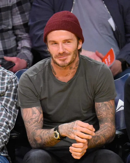 LOS ANGELES, CA — JANUARY 31: David Beckham attends a basketball game between the Denver Nuggets and the Los Angeles Lakers at Staples Center on January 31, 2017 in Los Angeles, California. (Photo by )