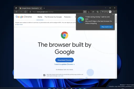 «Это будто бы из 2008-го!» Браузер Edge от Microsoft отправляет пользователям уведомления с просьбой не скачивать Chrome