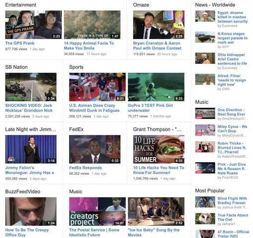 Сайт YouTube в 2013 году