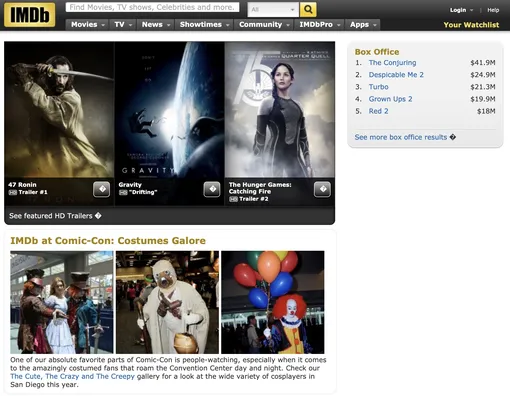 Сайт IMDb в 2013 году