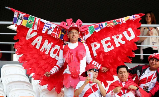 Болельщики из Перу пришли поддержать свою команду в матче против Дании в Саранске. Игра закончилась со счетом 0:1 в пользу Дании.