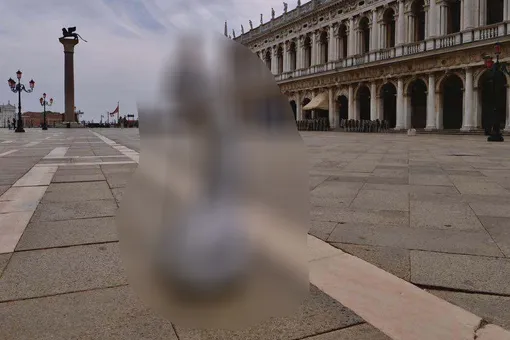 Скульптура в виде пениса в маске появилась на площади Сан-Марко в Венеции. Таким неочевидным способом автор призвал людей не сдаваться