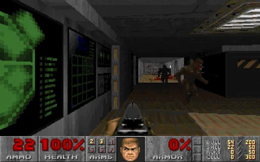 Скриншоты уровня в Думе, который задизайнил стрелок Харрис из Колумбайна Название уровня — U.A.C. Labs.