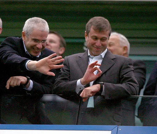 Chelsea Owner Roman Abramovich And Director Eugene Tenenbaum (Left) In The Stands After The Match