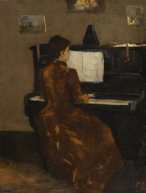Фредерик Базиль, Молодая женщина за пианино, 1866. Частная коллекция