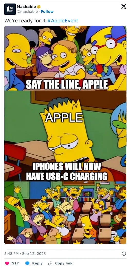 «Скажи это, Apple. Apple: У iPhone теперь будет разъем USB-C» «Скажи это, Apple. Apple: У iPhone теперь будет разъем USB-C»