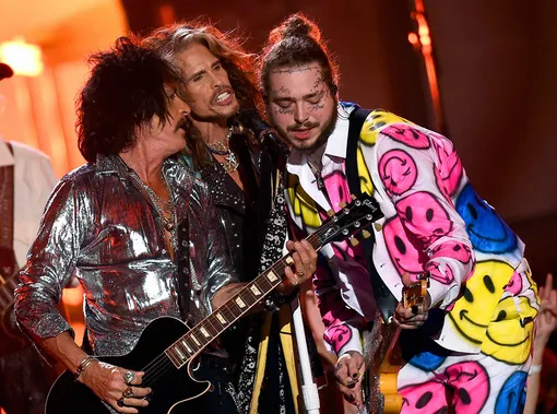 Aerosmith и Post Malone на MTV WMA в Нью-Йорке, август 2018