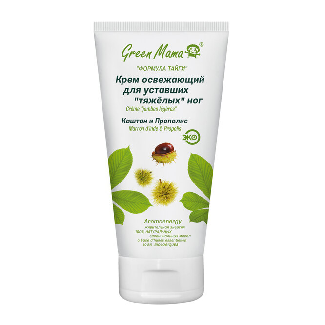 Освежающий крем для уставших ног с каштаном и прополисом, Green Mama