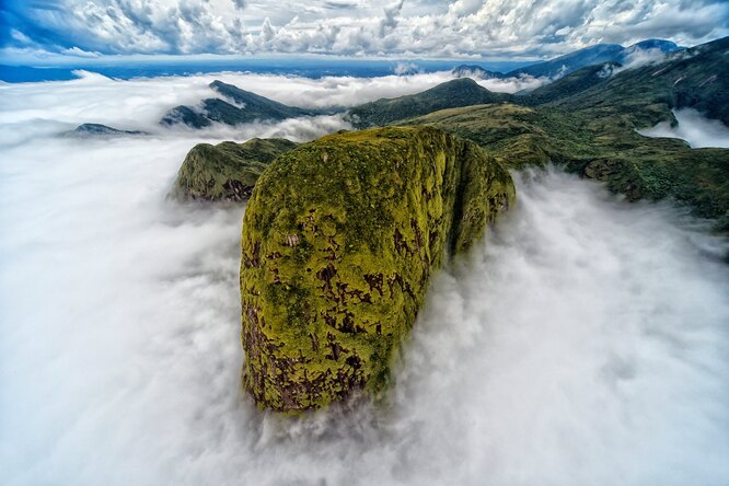 Landscape second place: Denis Ferreira Netto, Brazil‘In a helicopter flight through the sea mountain range, I came across this white cloud cover, which resulted in this magnificent image that resembles the head of a dinosaur,’ the photographer saidPhotograph: Denis Ferreira Netto/TNC photo contest 2021
