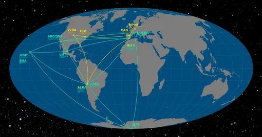 Одиннадцать радиотелескопов от Антарктиды до Франции образуют сеть Event Horizon Telescope