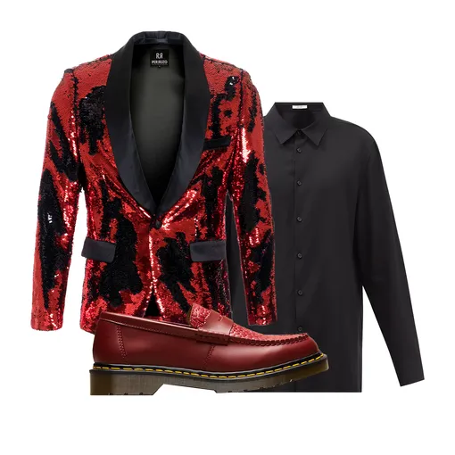 Пиджак Perruzo, $159; рубашка The Row, €912; обувь Dr. Martens, 9 750 руб.